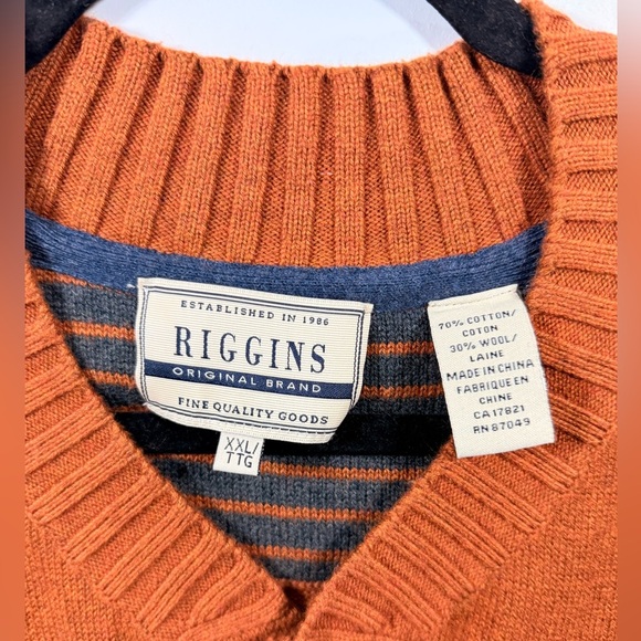 Men's Riggins Size XXL V-Neck Sweater - Orange - Picture 3 of 6